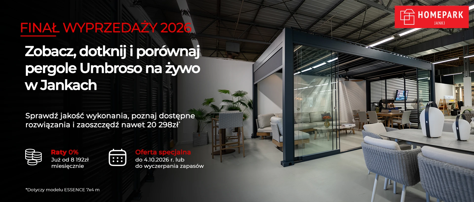 Finał Wyprzedaży 2026 – zobacz, dotknij i porównaj pergole Umbroso na żywo w Jankach